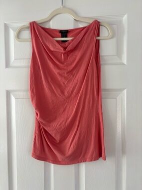 Coral Draped Sleeveless Tank